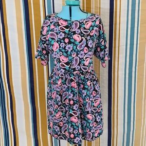 Cute Vintage Purple Pink Paisley Baby Doll Dress